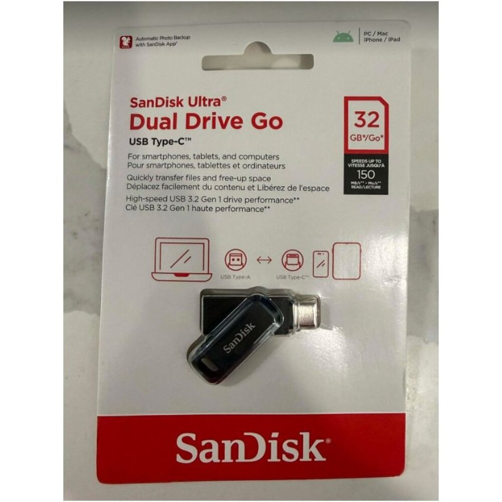SanDisk Ultra Dual Drive Go 32GB USB Type-C Flash Drive Brand New